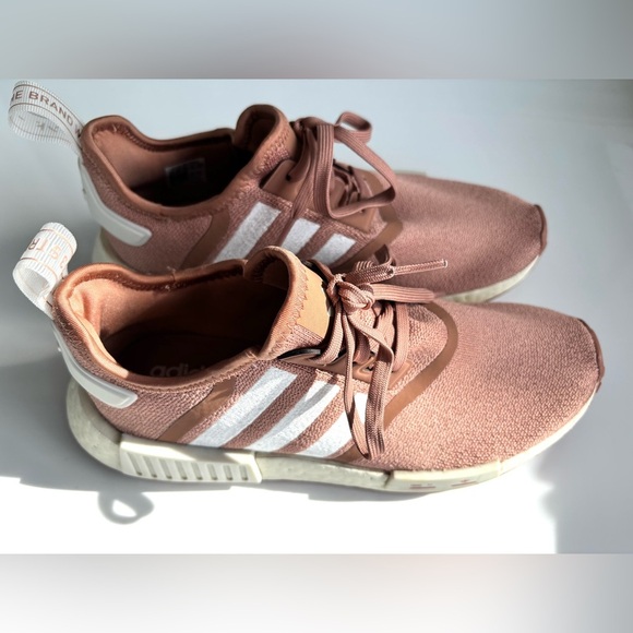 Adidas NMD_R1 shoes, specifically identified in the "Raw Pink" or "Salmon - Picture 16 of 16